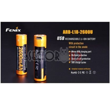 Bateria 18650 FENIX Usb varias capacidades