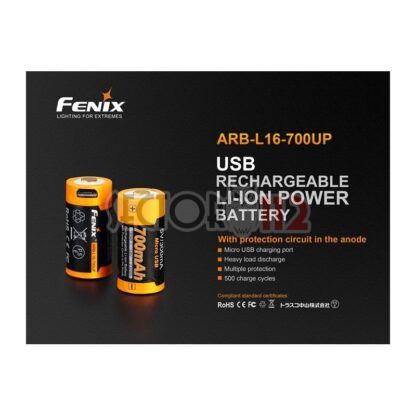 Batería CR123 FENIX Usb 700 mAh